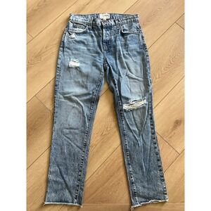 Current Elliott Ripped Distressed Jeans Light Wash Denim Raw‎ Hem Casual